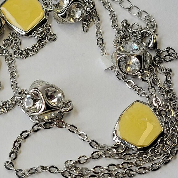 Crystal Cluster Rhinestones and Yellow Long Necklace - Picture 4 of 4